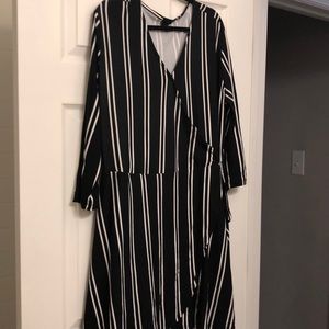 Black and white wrap dress